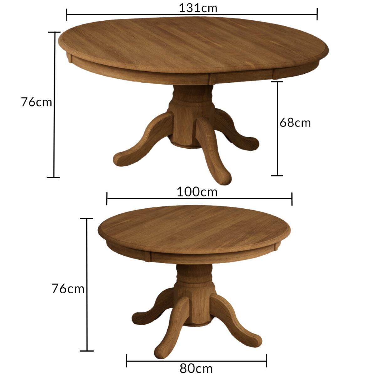 Extending Hertford 100cm - 130cm Rustic Oak Pedestal Dining Table with 4 Natural Scroll Back Chairs – image 66