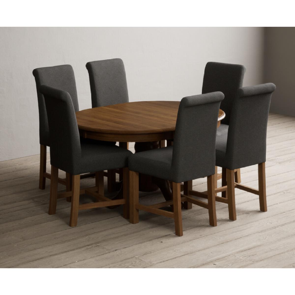Extending Hertford 100cm - 130cm Rustic Oak Pedestal Dining Table with 4 Natural Scroll Back Chairs – image 10