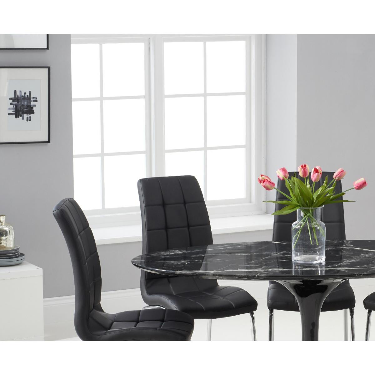 Brighton 160cm Oval Black Marble Dining Table With Calgary Dining Chairs - Black, 4 Chairs – image 2