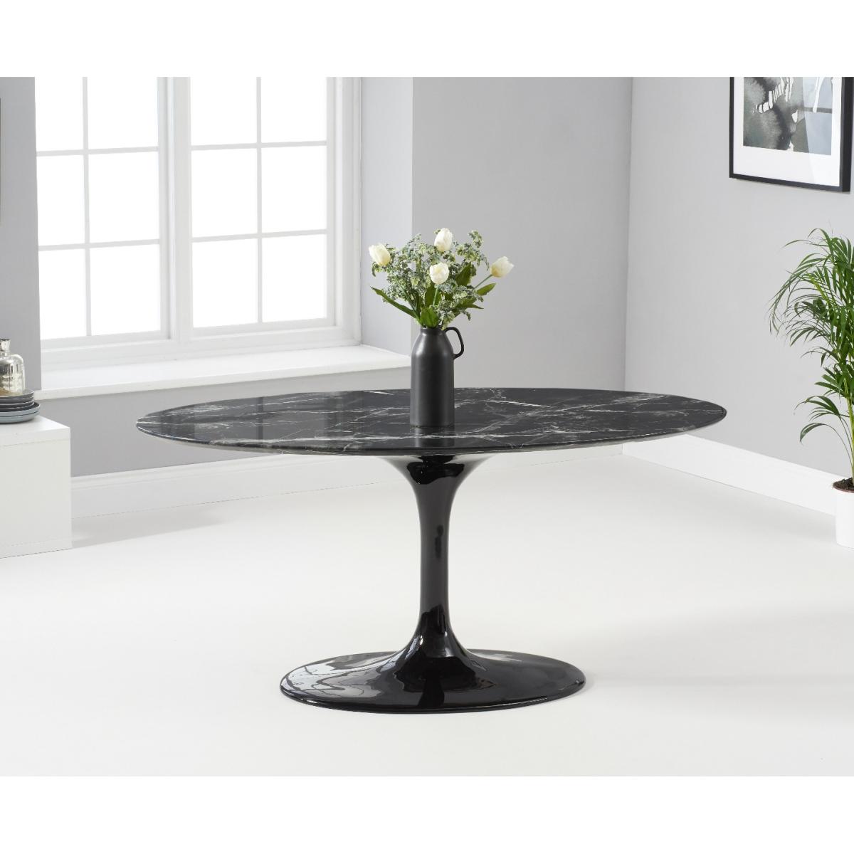 Brighton 160cm Oval Black Marble Dining Table With Calgary Dining Chairs - Black, 4 Chairs – image 3