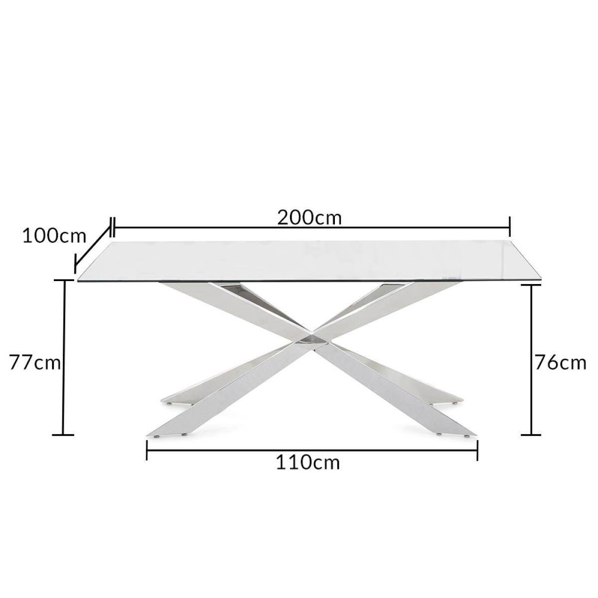 Juniper 200cm Glass Dining Table With 8 Ivory White Hampstead Z Chairs – image 17