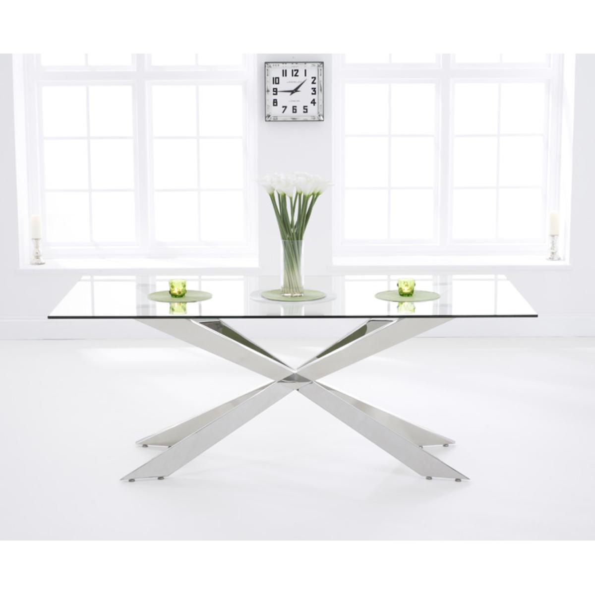 Juniper 200cm Glass Dining Table With 8 Ivory White Hampstead Z Chairs – image 3