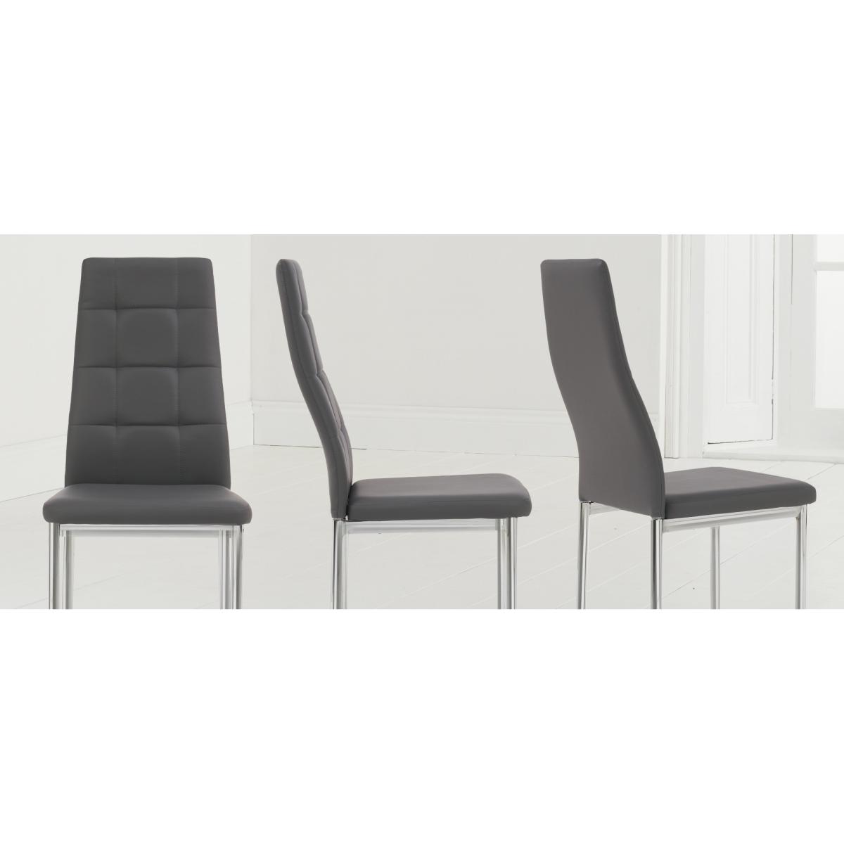 Denver 110cm Glass Dining Table with 4 Grey Angelo Faux Leather Chairs – image 10