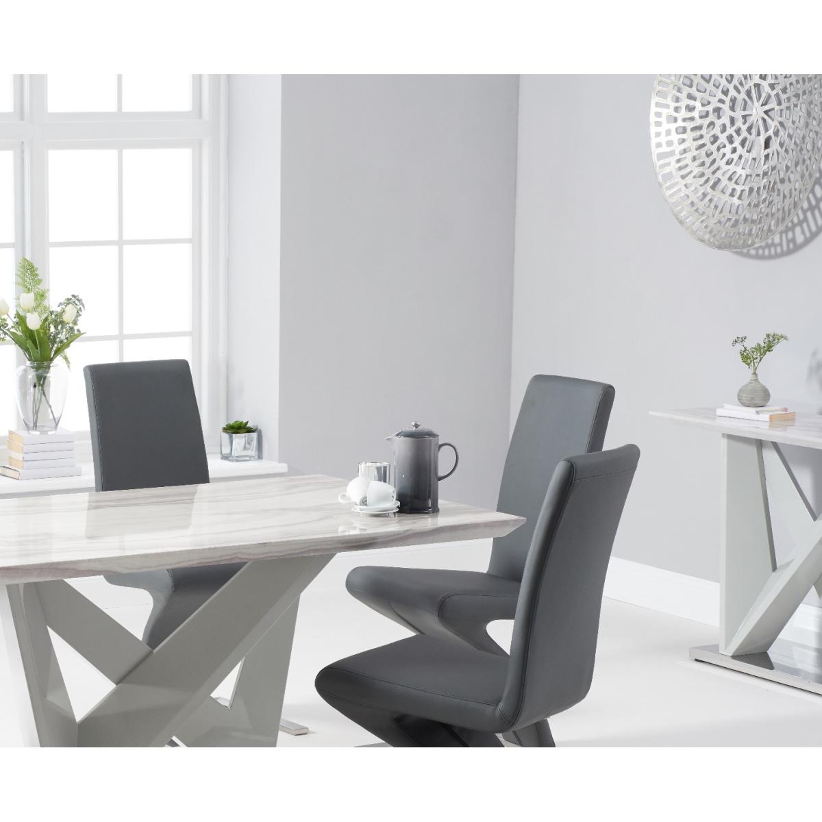Reims 150cm Marble Effect Carrera Light Grey Dining Table With 6 Grey Hampstead Dining Chairs – image 2