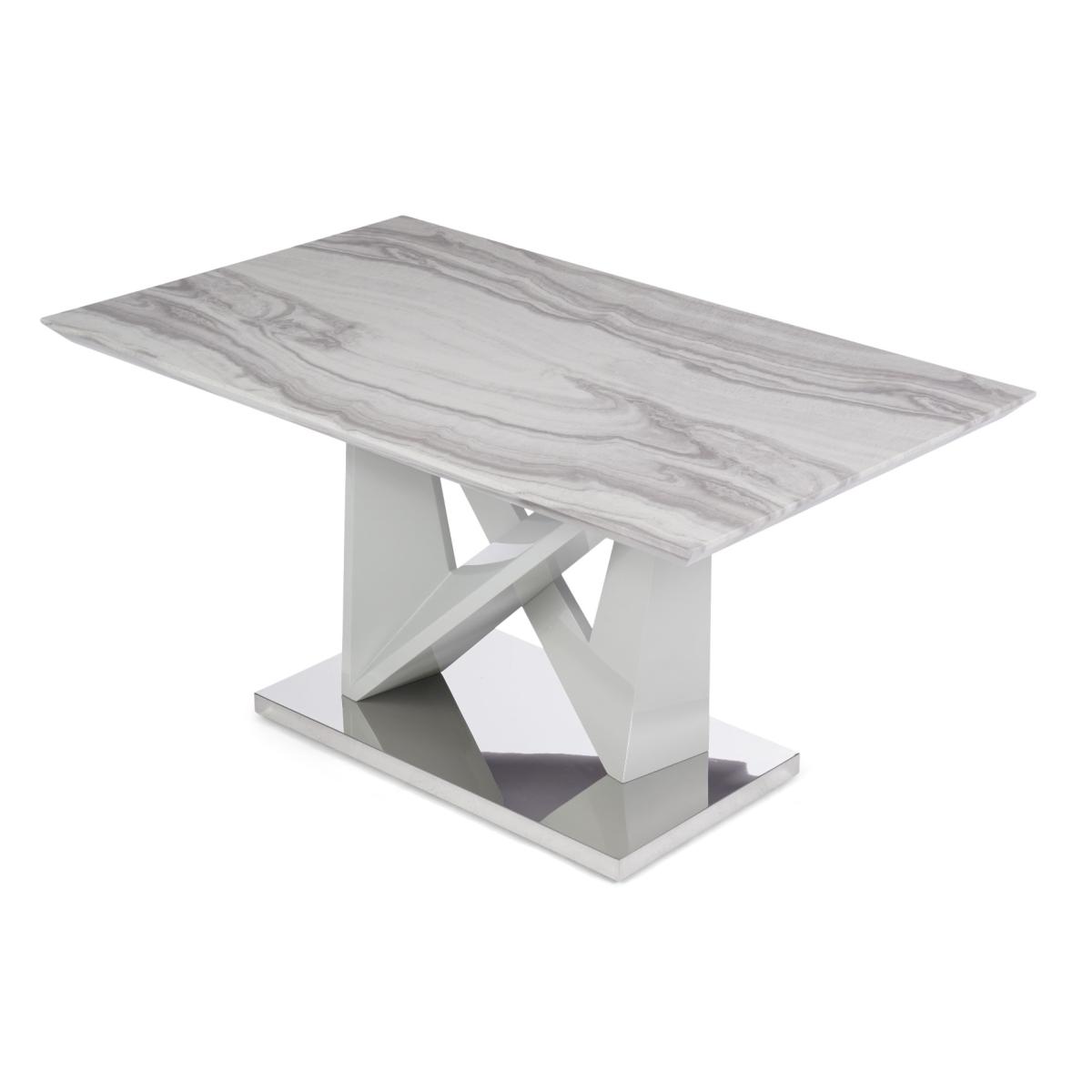 Reims 150cm Marble Effect Carrera Light Grey Dining Table With 6 Grey Hampstead Dining Chairs – image 15
