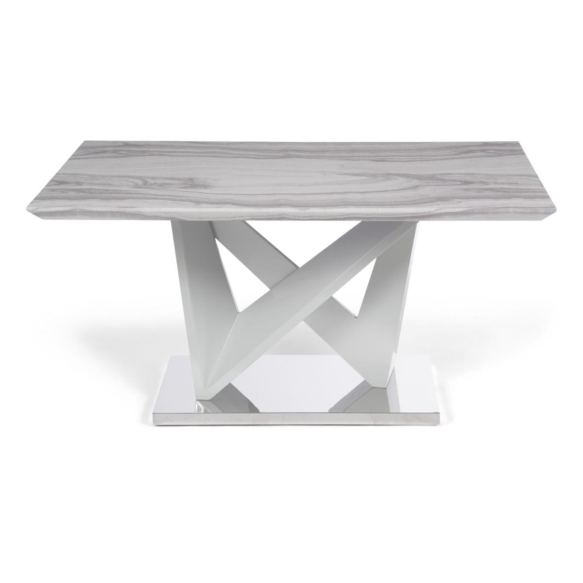 Reims 150cm Marble Effect Carrera Light Grey Dining Table With 6 Grey Hampstead Dining Chairs – image 16
