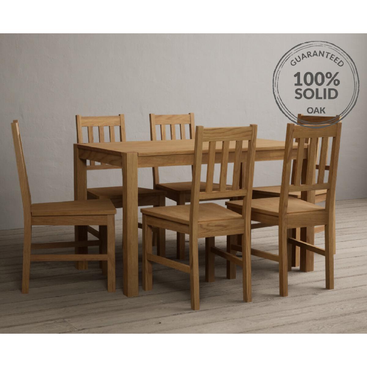 York 120cm Solid Oak Dining Table With 6 Linen York Chairs – image 2