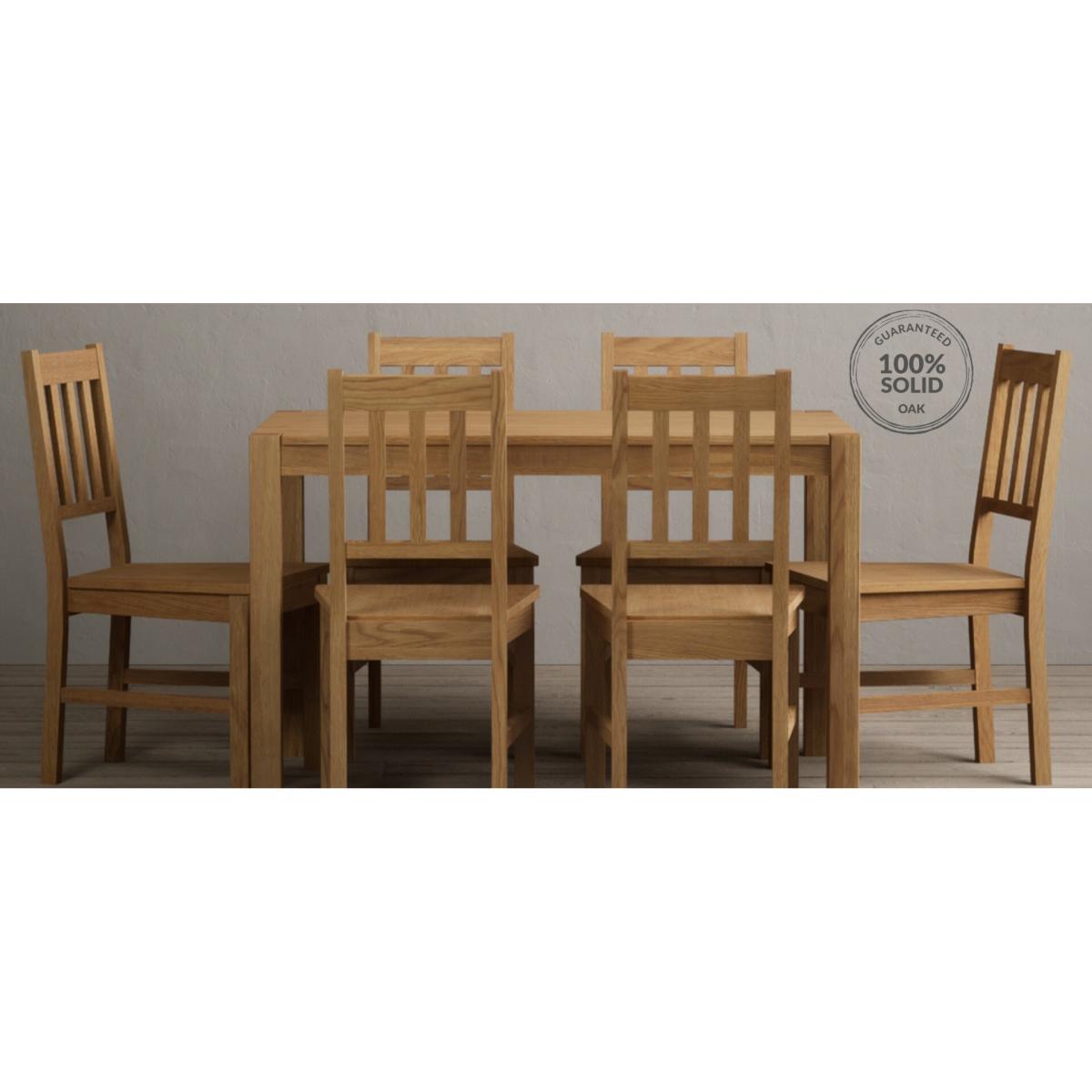 York 120cm Solid Oak Dining Table With 6 Linen York Chairs – image 12