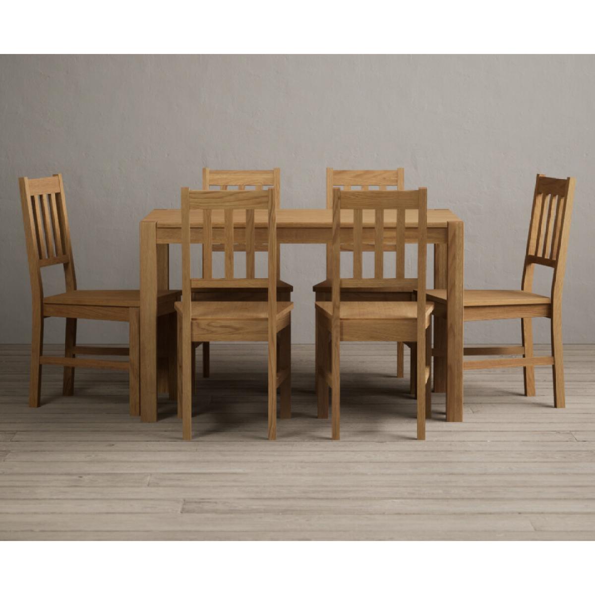 York 120cm Solid Oak Dining Table With 6 Linen York Chairs – image 3