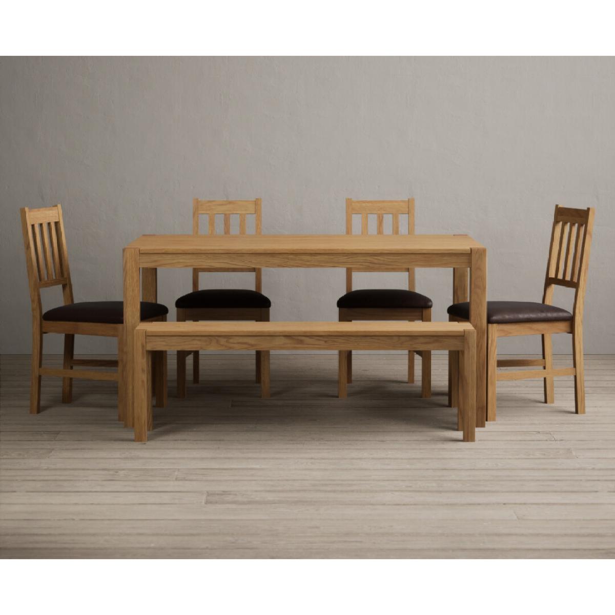 York 150cm Solid Oak Dining Table with 4 Linen York Chairs with 1 Oak Bench – image 14