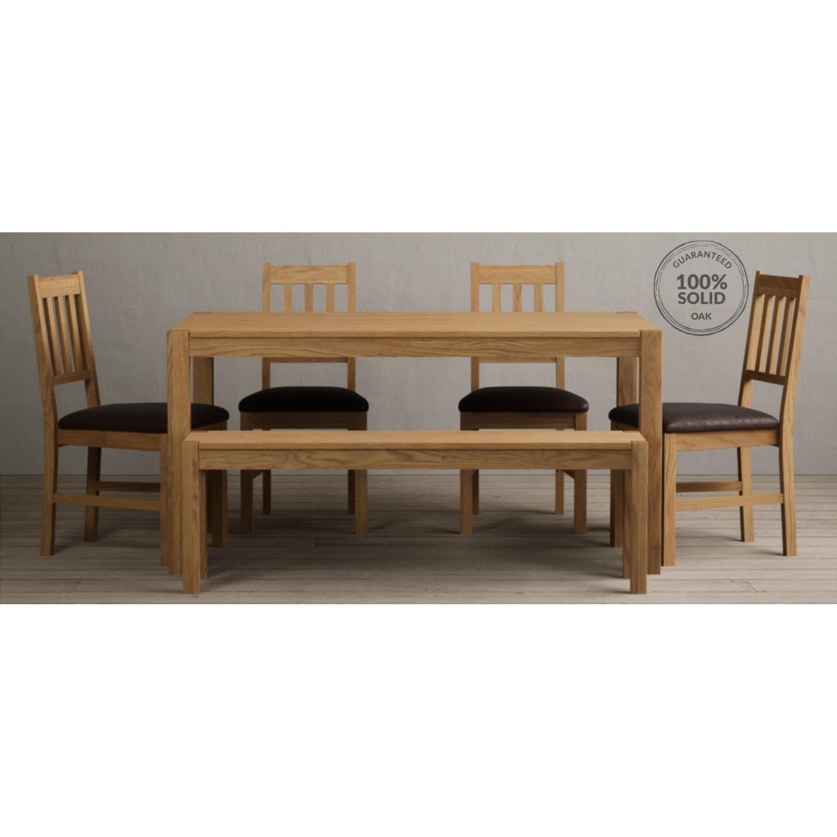 York 150cm Solid Oak Dining Table with 4 Linen York Chairs with 1 Oak Bench – image 15