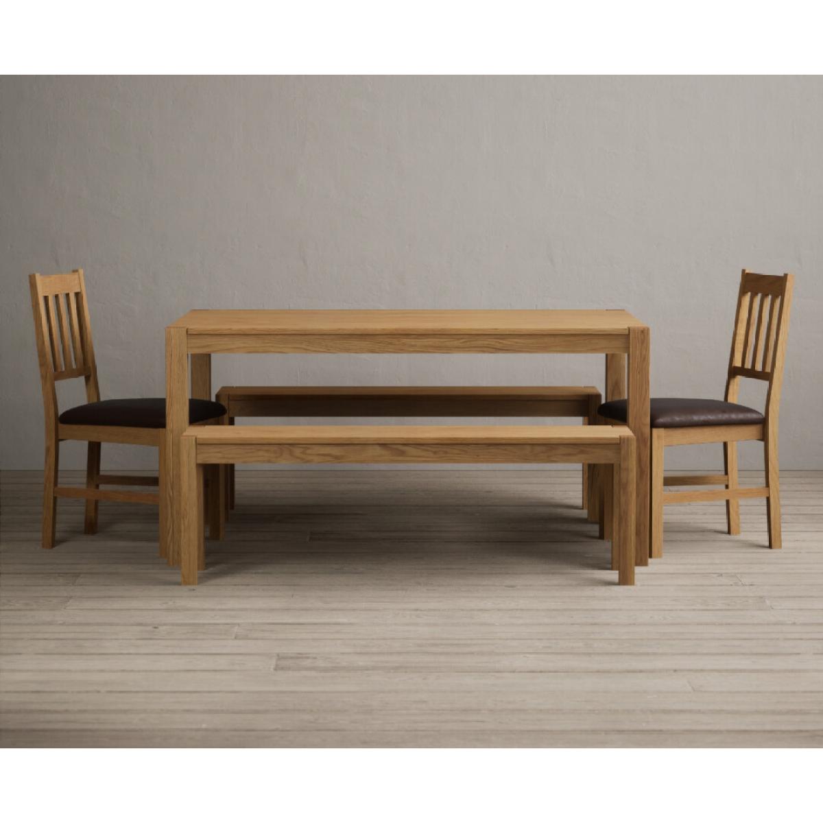 York 150cm Solid Oak Dining Table with 4 Linen York Chairs with 1 Oak Bench – image 3