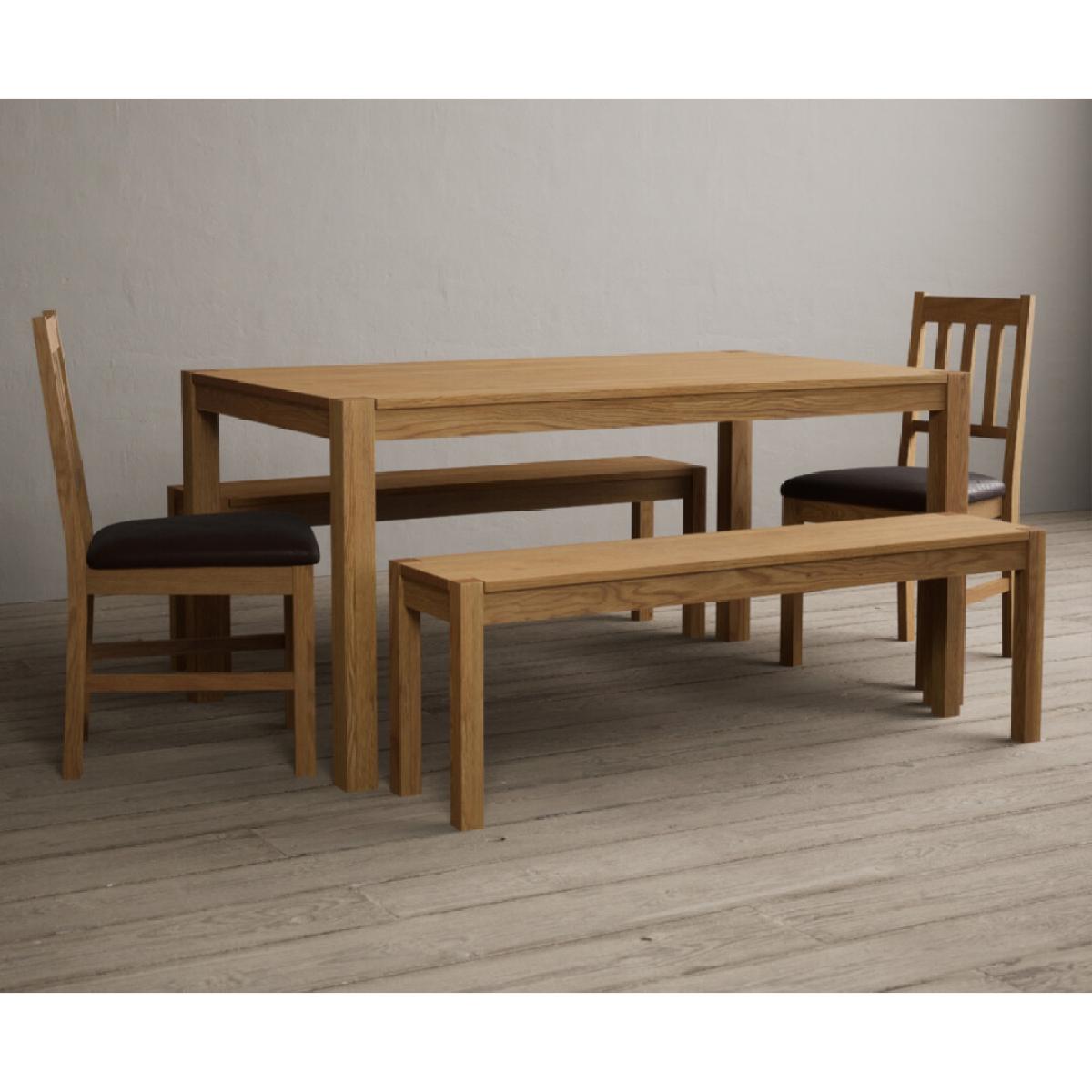 York 150cm Solid Oak Dining Table with 4 Linen York Chairs with 1 Oak Bench – image 4