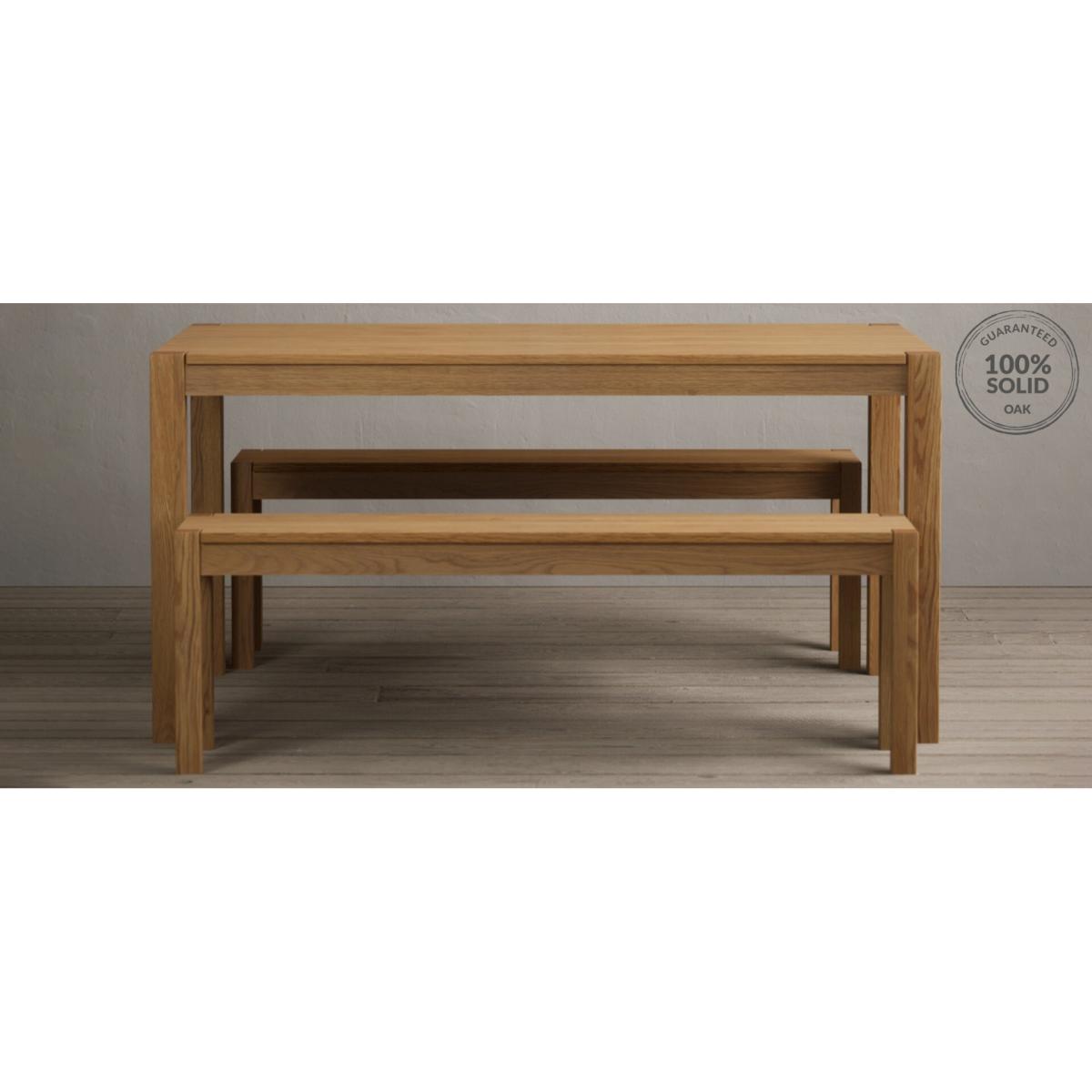 York 150cm Solid Oak Dining Table with 4 Linen York Chairs with 1 Oak Bench – image 35