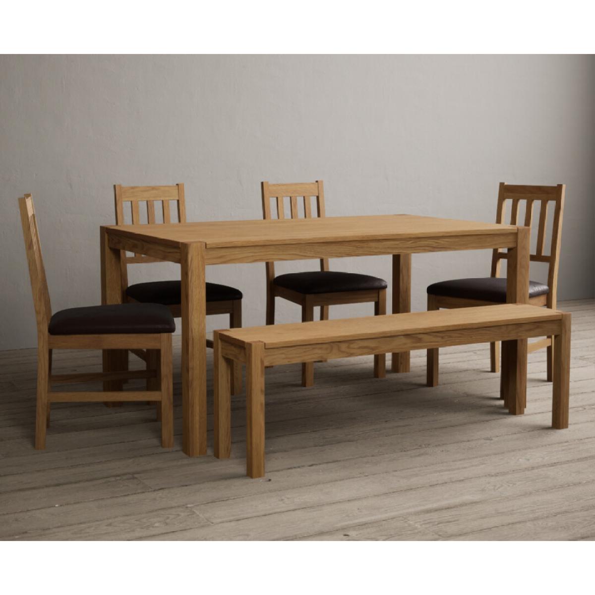 York 150cm Solid Oak Dining Table with 4 Linen York Chairs with 1 Oak Bench – image 5