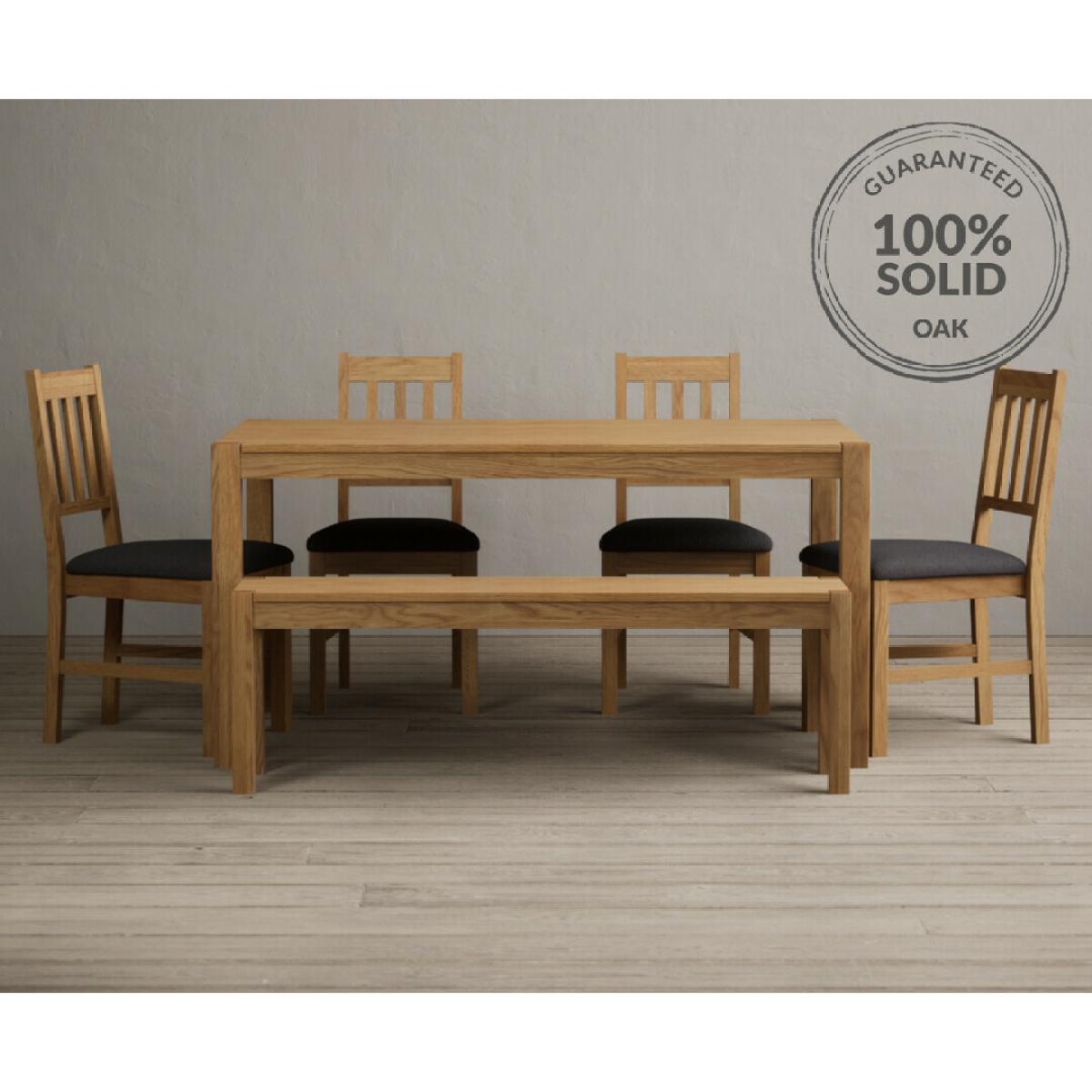 York 150cm Solid Oak Dining Table with 4 Linen York Chairs with 1 Oak Bench – image 10