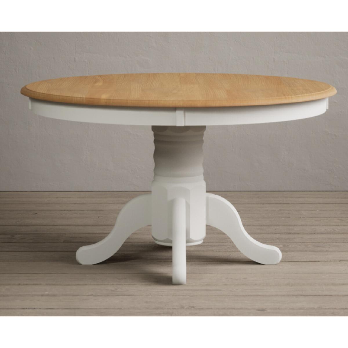 Hertford 120cm Fixed Top Oak and Signal White Painted Dining Table with 4 Linen Hertford Chairs – image 19