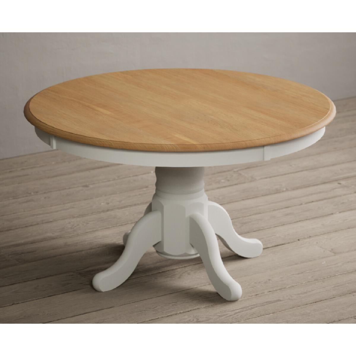 Hertford 120cm Fixed Top Oak and Signal White Painted Dining Table with 4 Linen Hertford Chairs – image 20