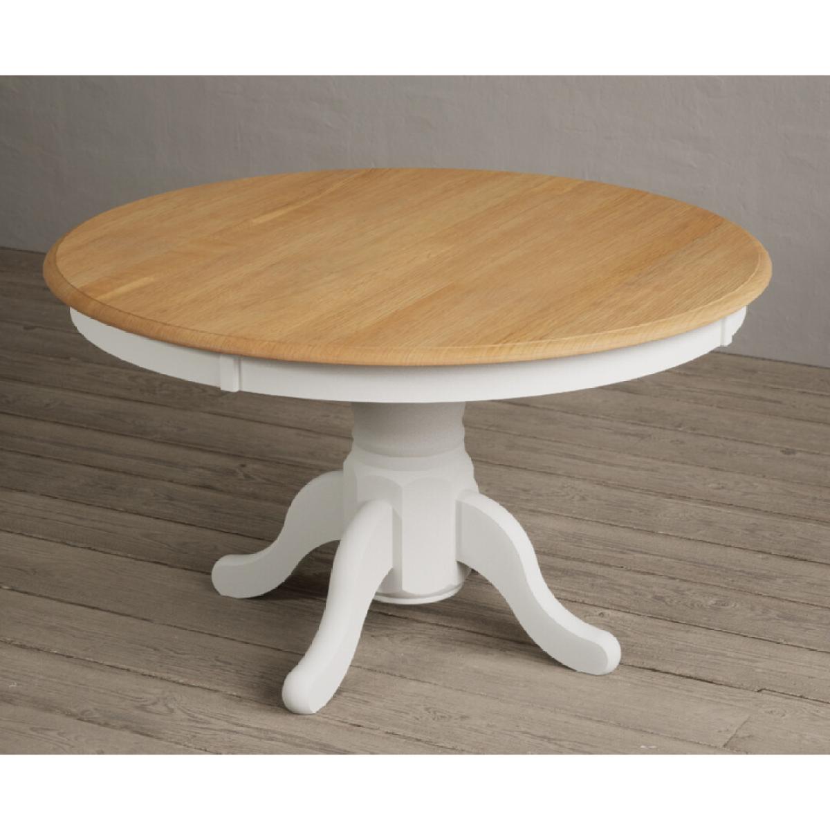 Hertford 120cm Fixed Top Oak and Signal White Painted Dining Table with 4 Linen Hertford Chairs – image 21