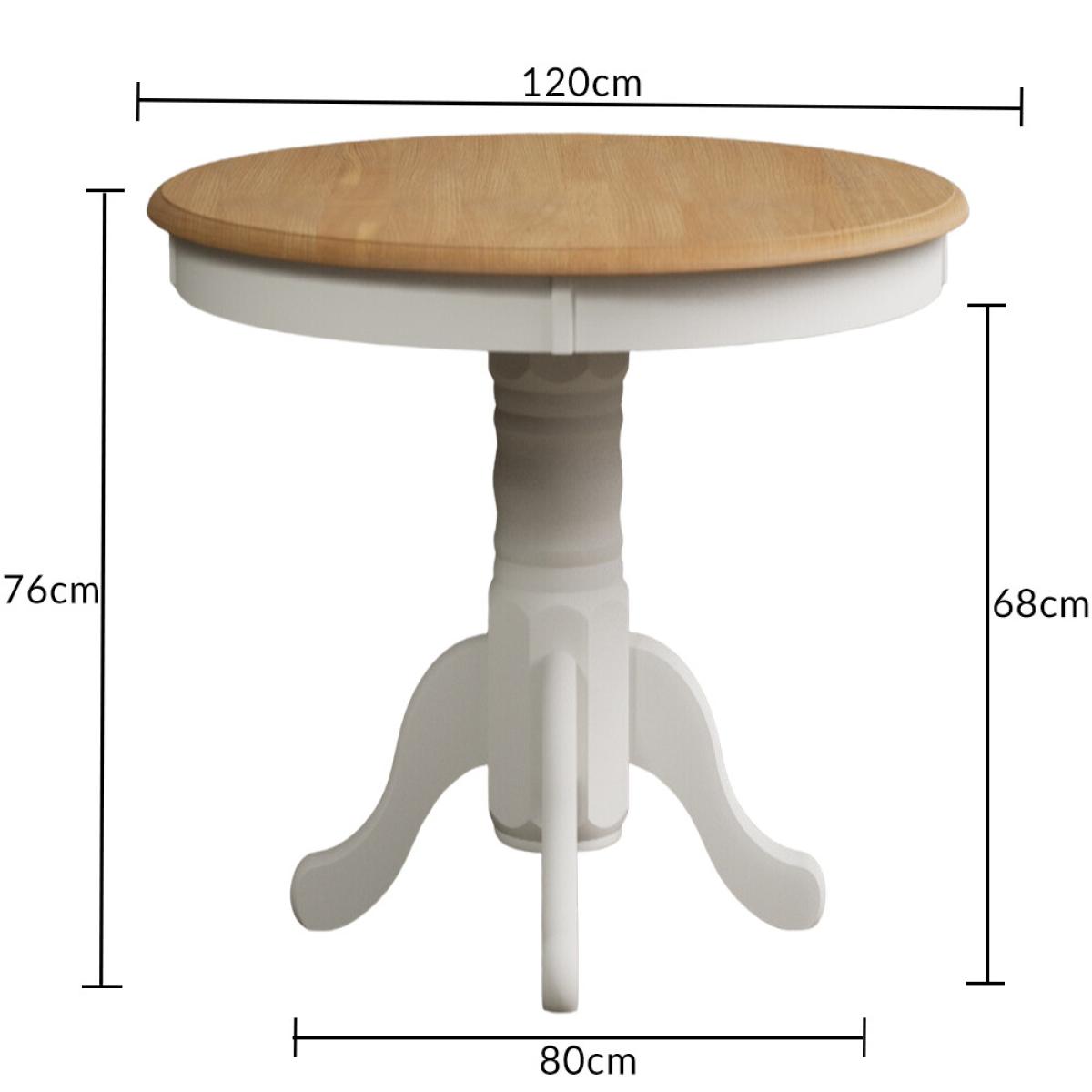 Hertford 120cm Fixed Top Oak and Signal White Painted Dining Table with 4 Linen Hertford Chairs – image 22