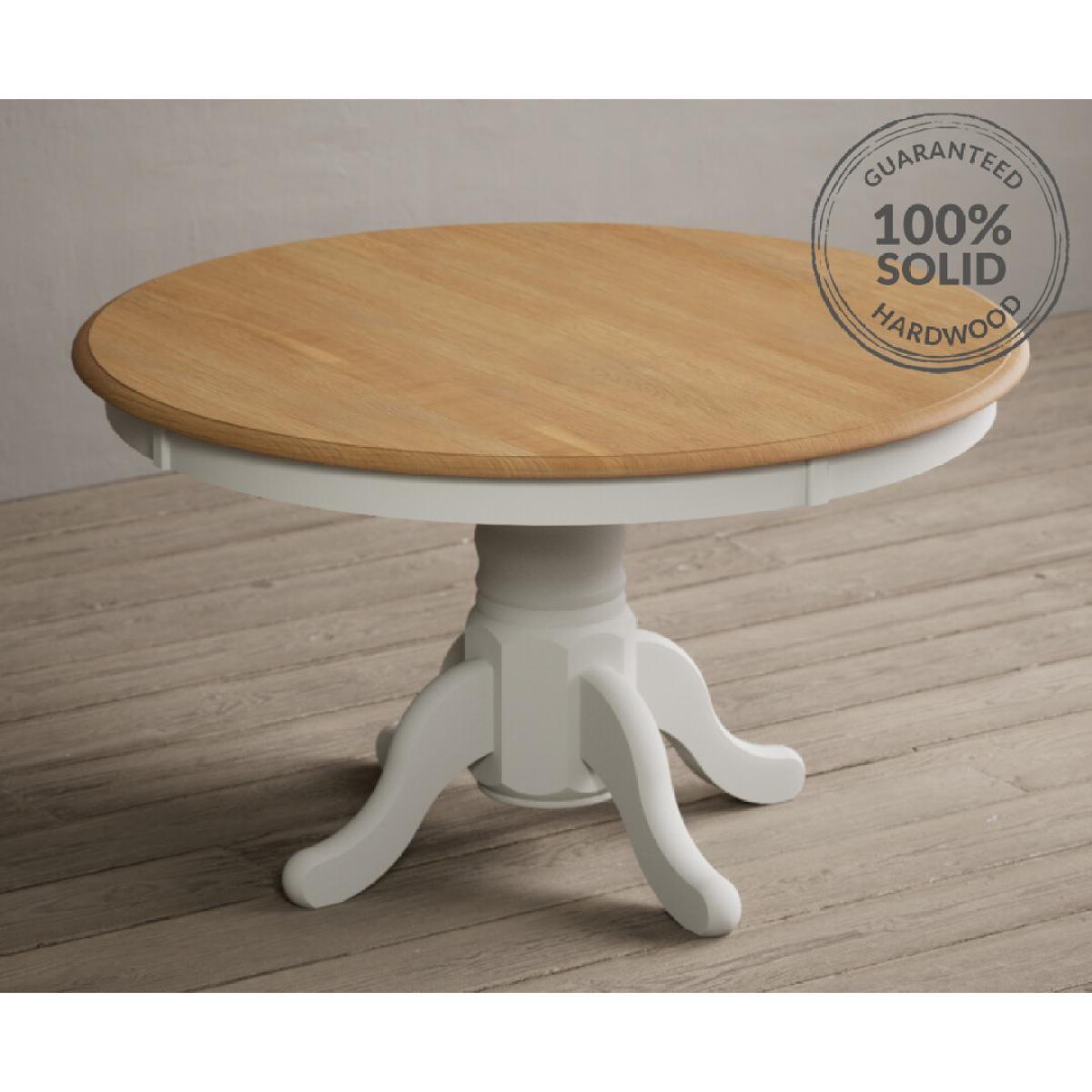 Hertford 120cm Fixed Top Oak and Signal White Painted Dining Table with 4 Linen Hertford Chairs – image 5