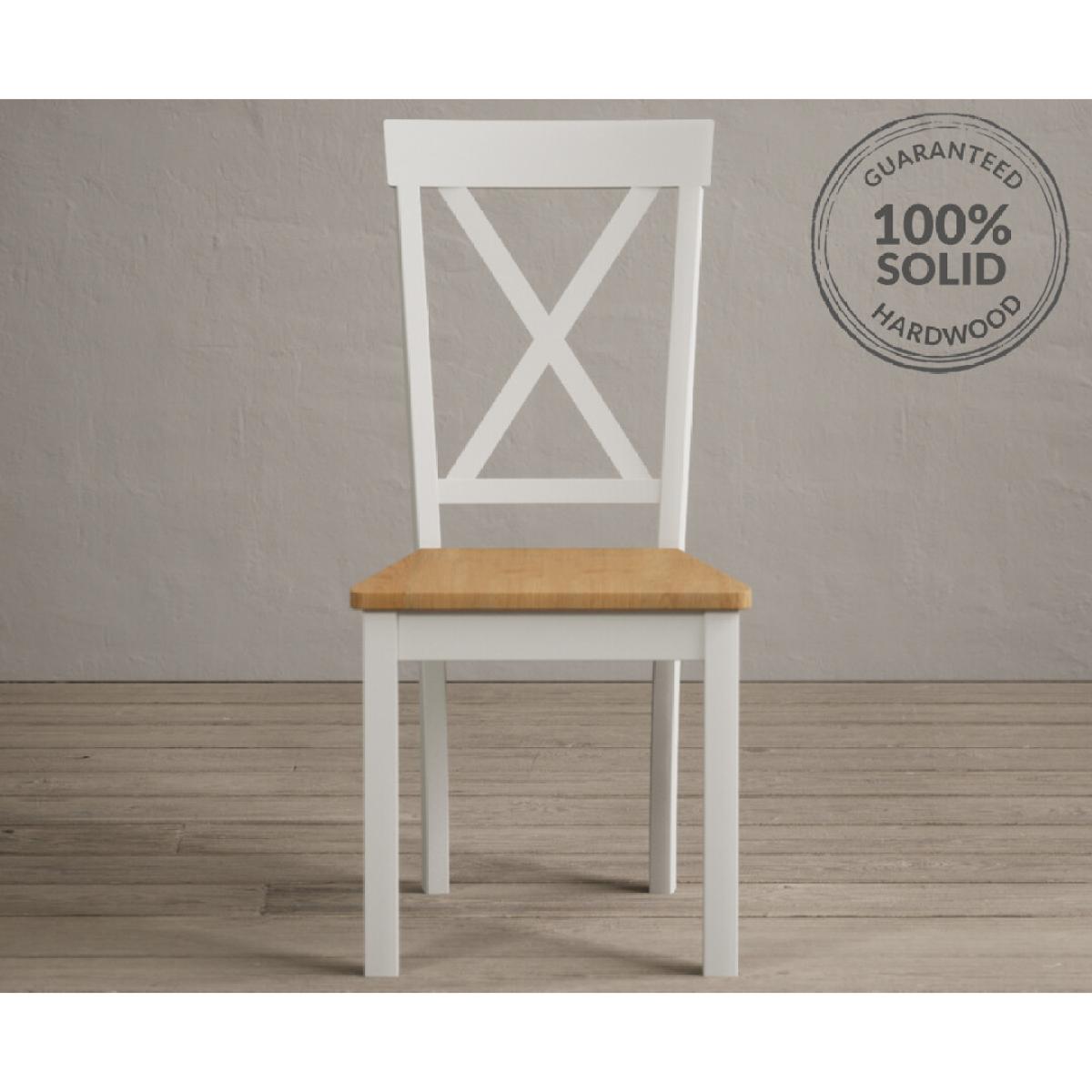 Hertford 120cm Fixed Top Oak and Signal White Painted Dining Table with 4 Linen Hertford Chairs – image 6