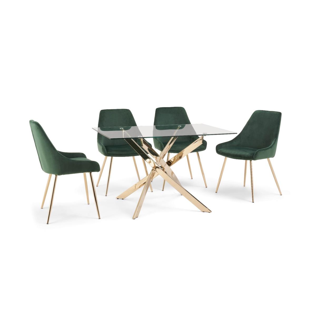 Denver 160cm Rectangular Gold Leg Glass Dining Table With 6 Blue Lola Velvet Chairs – image 13