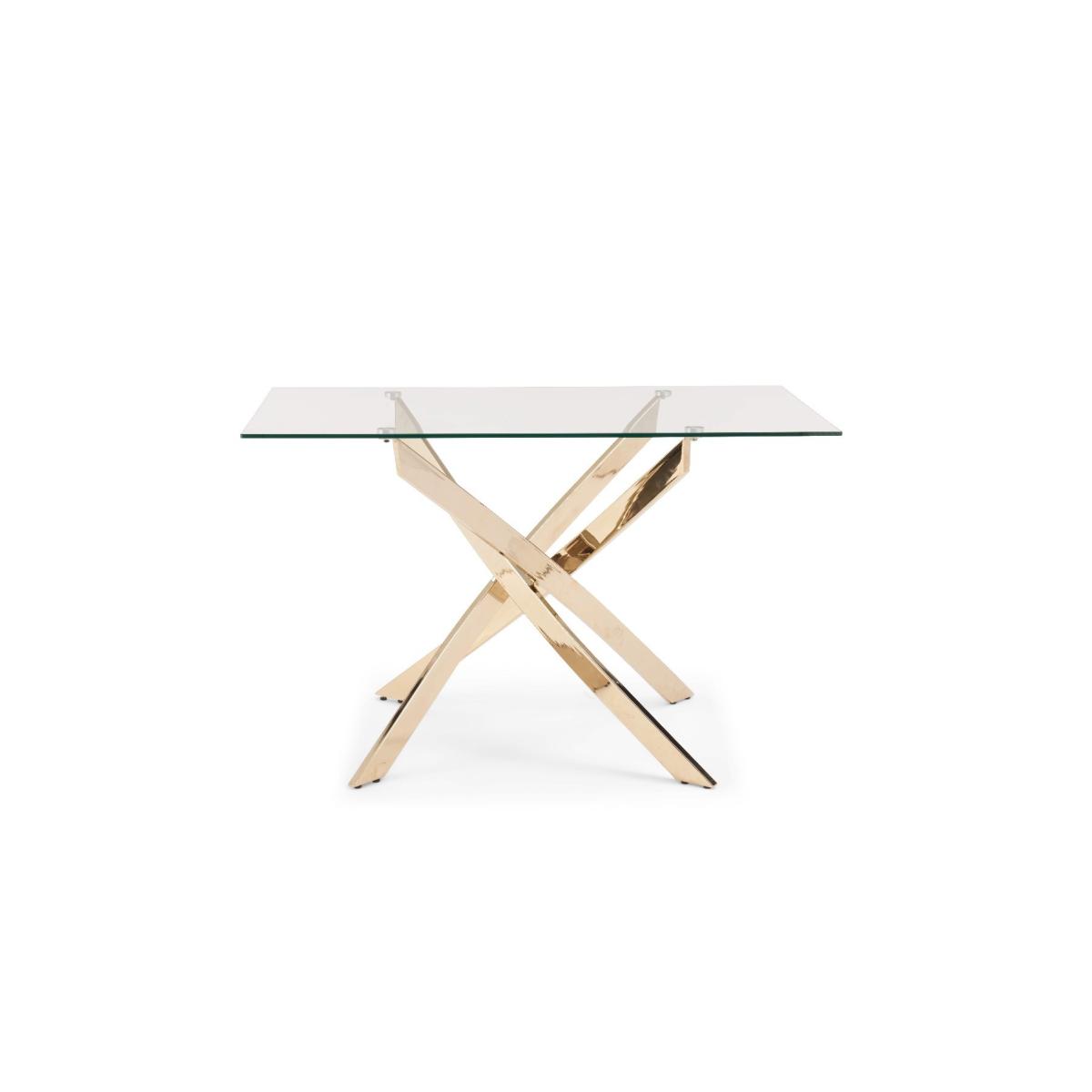 Denver 160cm Rectangular Gold Leg Glass Dining Table With 6 Blue Lola Velvet Chairs – image 14