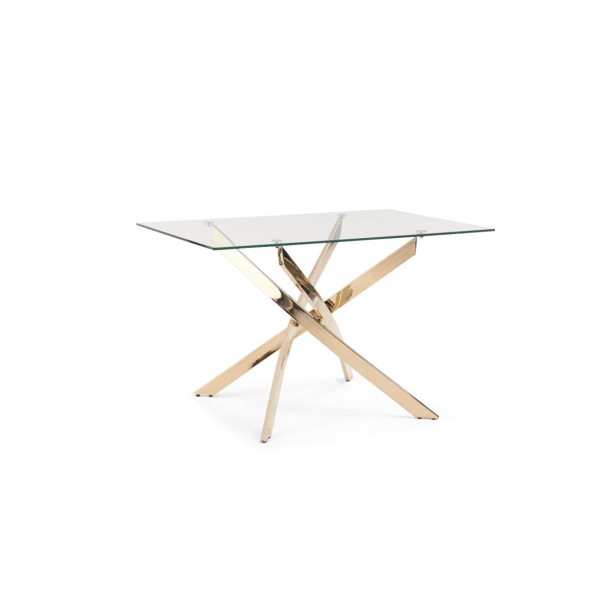 Denver 160cm Rectangular Gold Leg Glass Dining Table With 6 Blue Lola Velvet Chairs – image 15