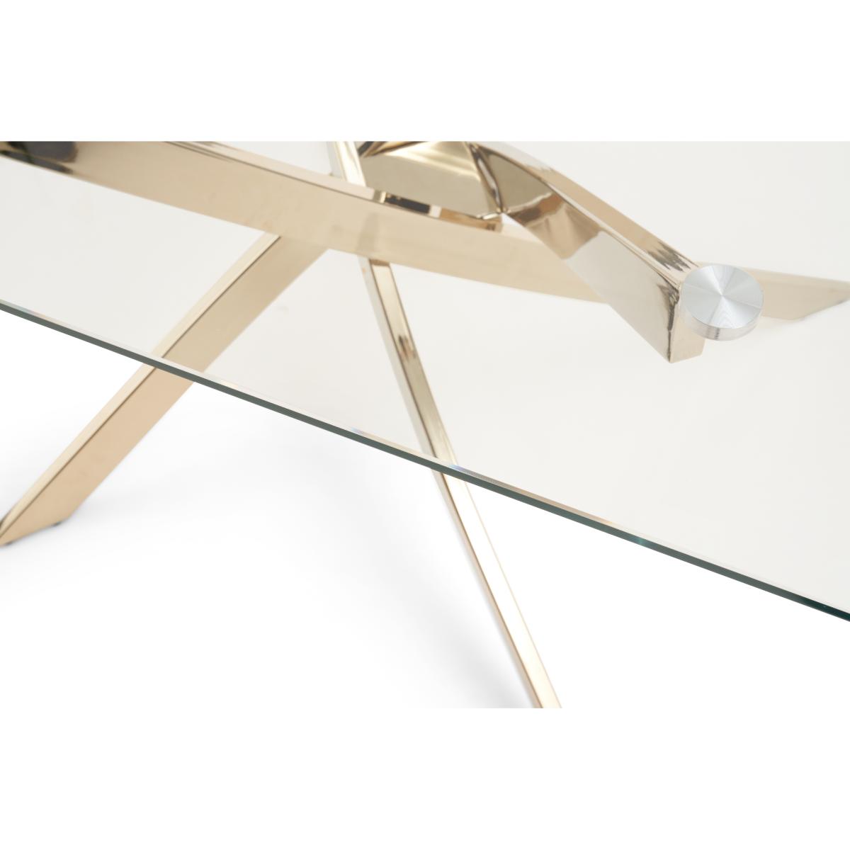 Denver 160cm Rectangular Gold Leg Glass Dining Table With 6 Blue Lola Velvet Chairs – image 29