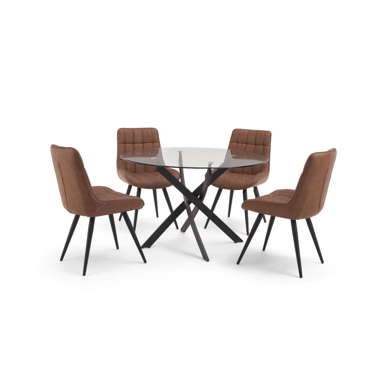 Mara 120cm Round Glass Dining Table with Heidi Chairs - Brown, 4 Chairs – image 11