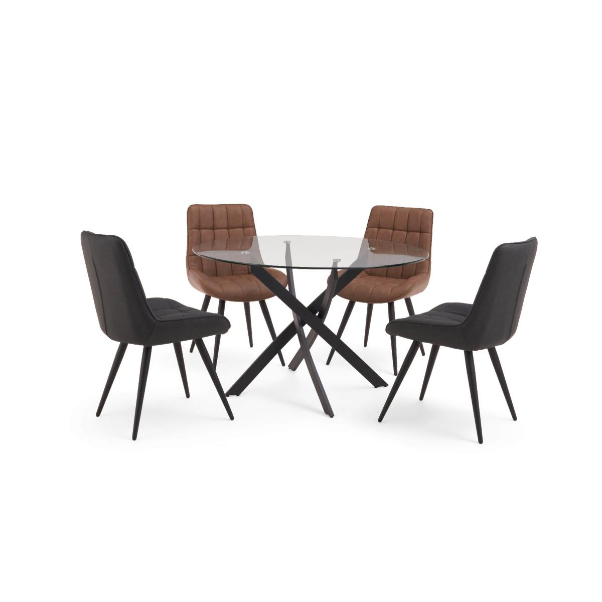 Mara 120cm Round Glass Dining Table with Heidi Chairs - Brown, 4 Chairs – image 12