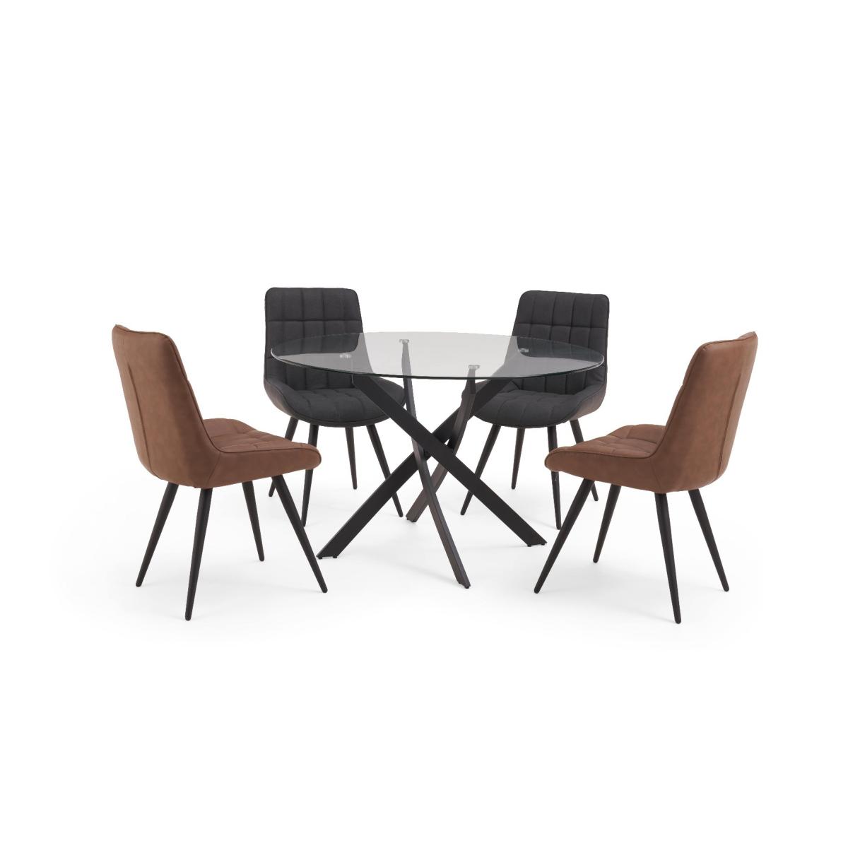 Mara 120cm Round Glass Dining Table with Heidi Chairs - Brown, 4 Chairs – image 13