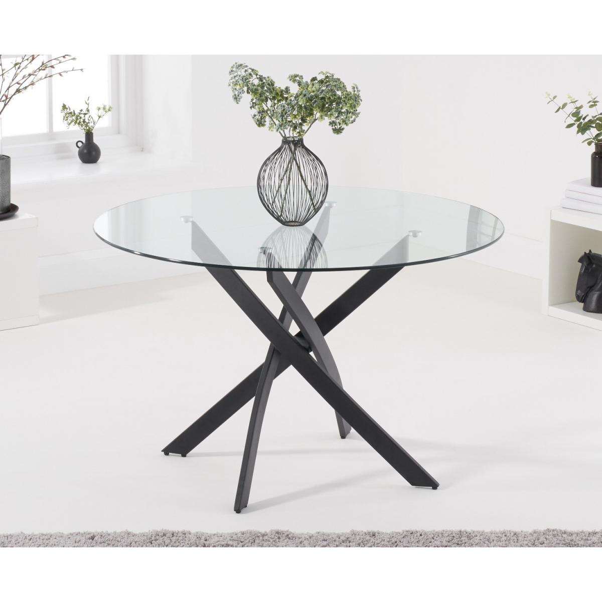Mara 120cm Round Glass Dining Table with Heidi Chairs - Brown, 4 Chairs – image 5