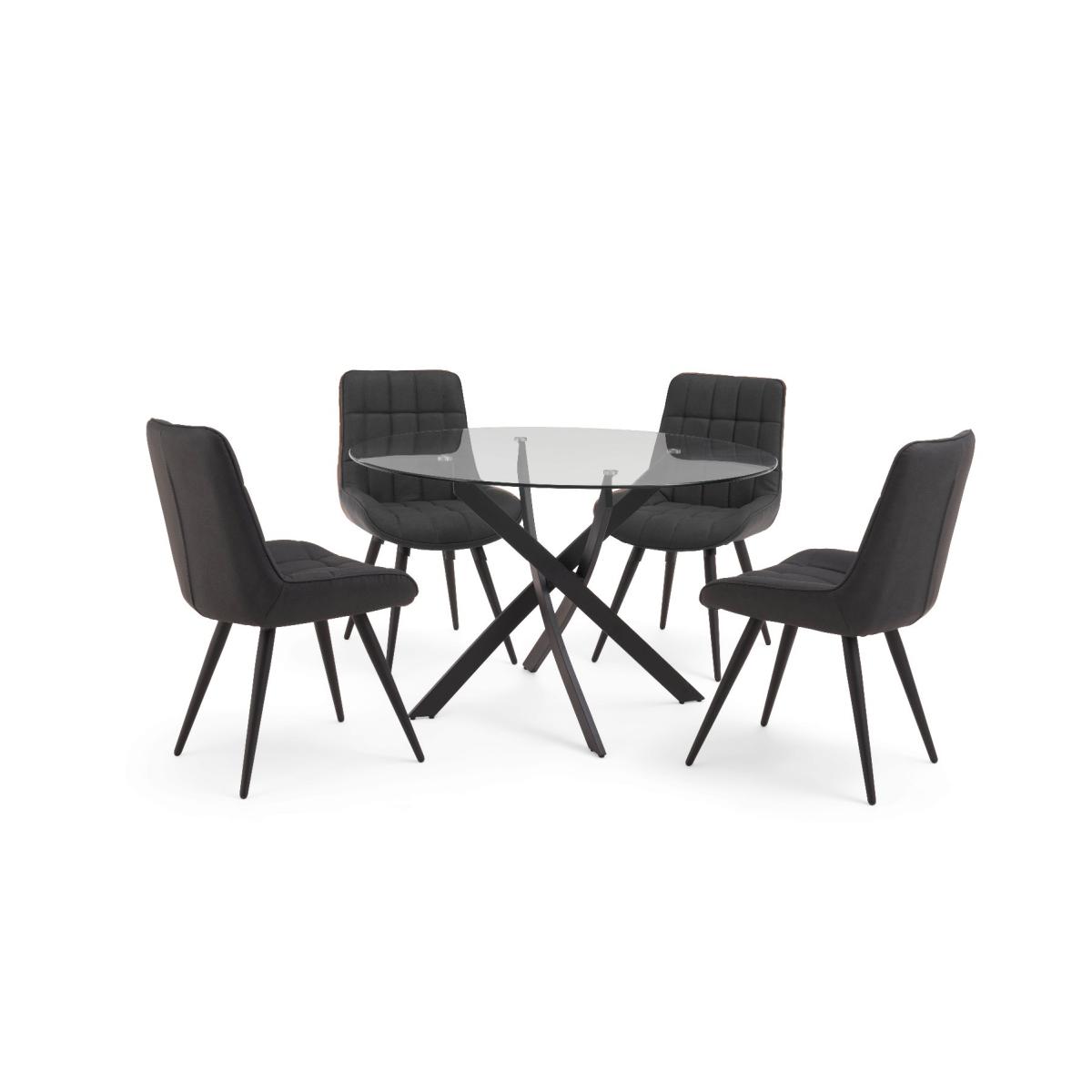 Mara 120cm Round Glass Dining Table with Heidi Chairs - Brown, 4 Chairs – image 10