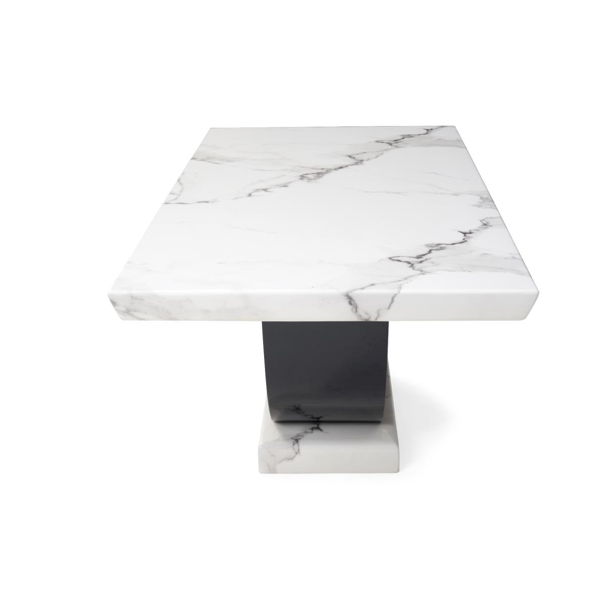 Raphael 200cm White and Black Pedestal Marble Dining Table with Angelica Chairs – image 6