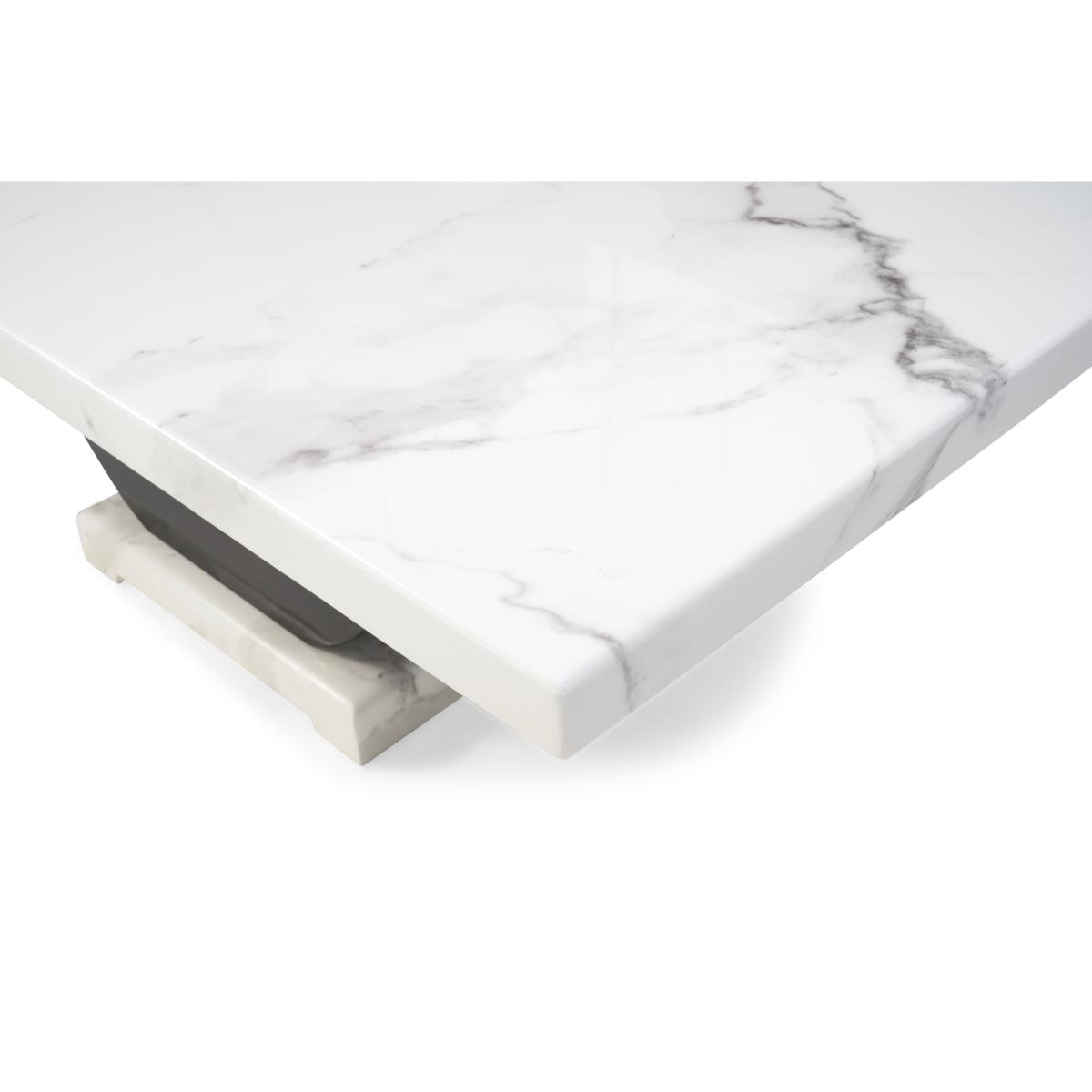 Raphael 200cm White and Black Pedestal Marble Dining Table with Angelica Chairs – image 7