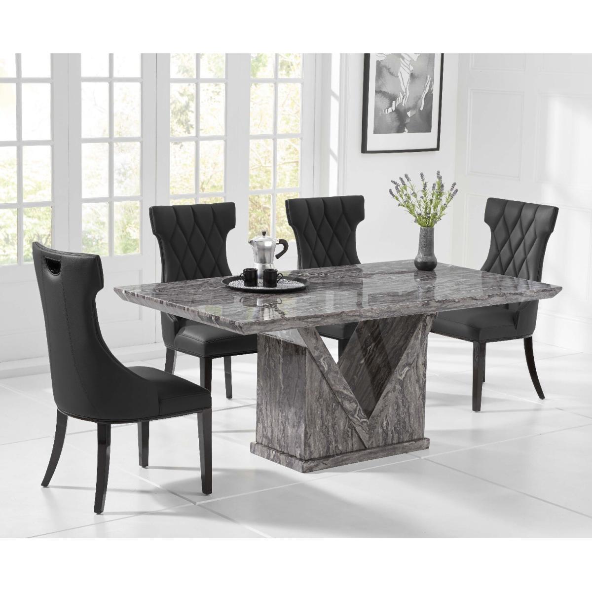 Mocha 160cm Grey Marble Dining Table With 6 Grey Sophia Chairs – image 2