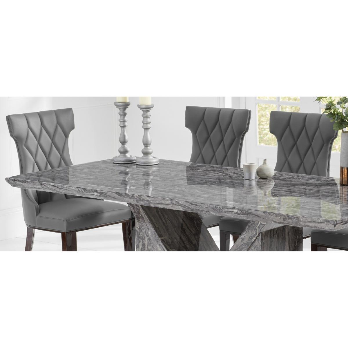 Mocha 160cm Grey Marble Dining Table With 6 Grey Sophia Chairs – image 11