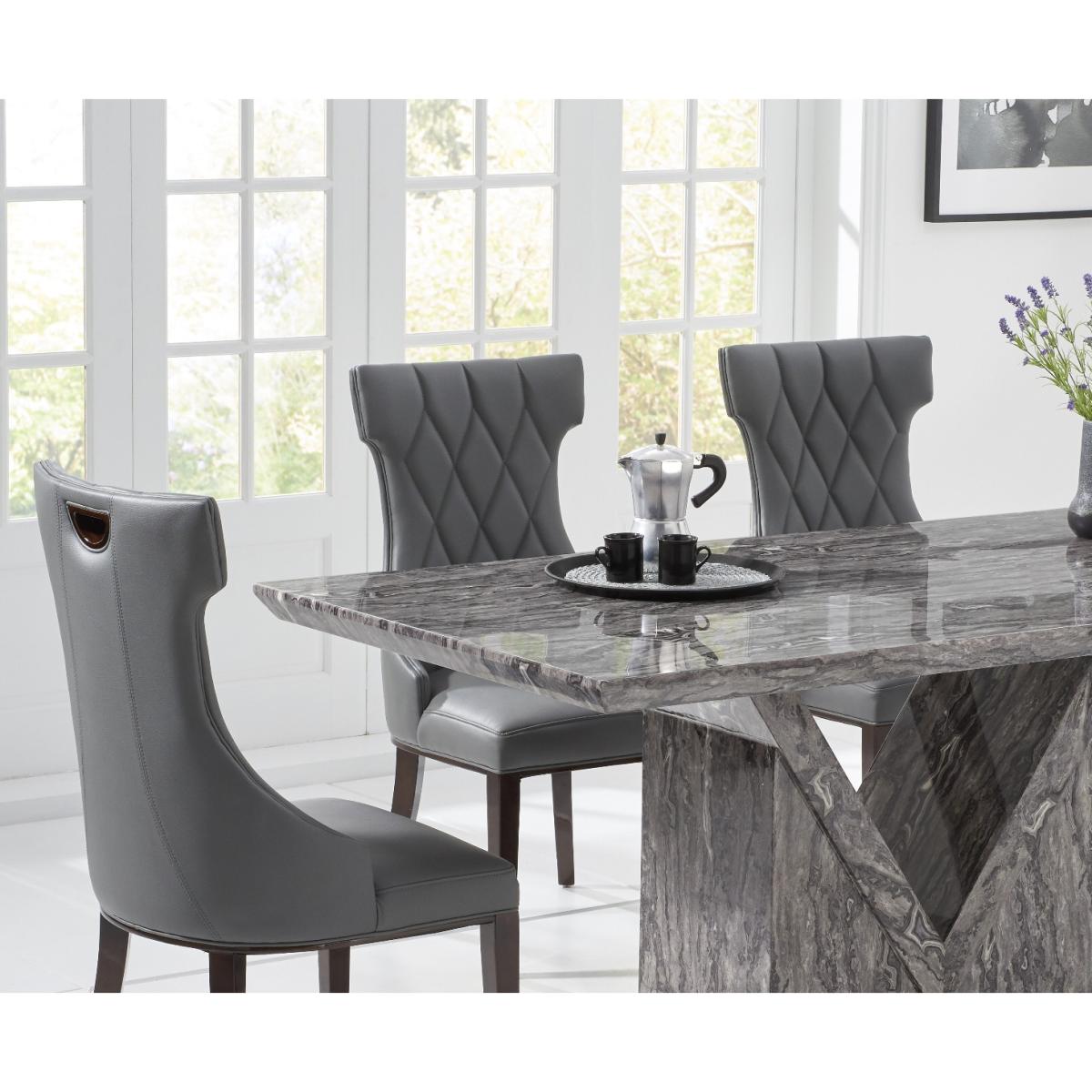 Mocha 160cm Grey Marble Dining Table With 6 Grey Sophia Chairs – image 3