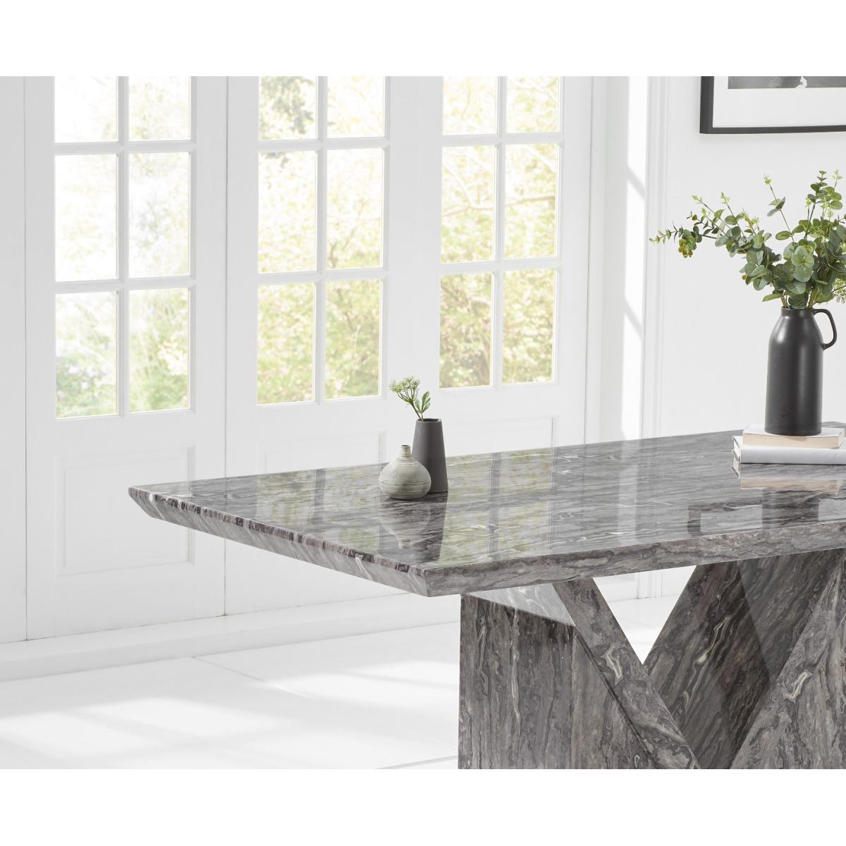 Mocha 160cm Grey Marble Dining Table With 6 Grey Sophia Chairs – image 5
