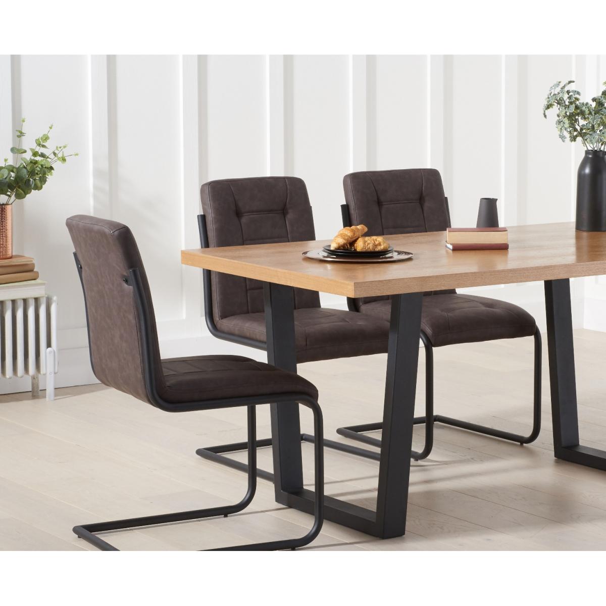 Orangon 160cm Industrial Dining Table with Alexa Dining Chairs - Brown, 4 Chairs – image 2