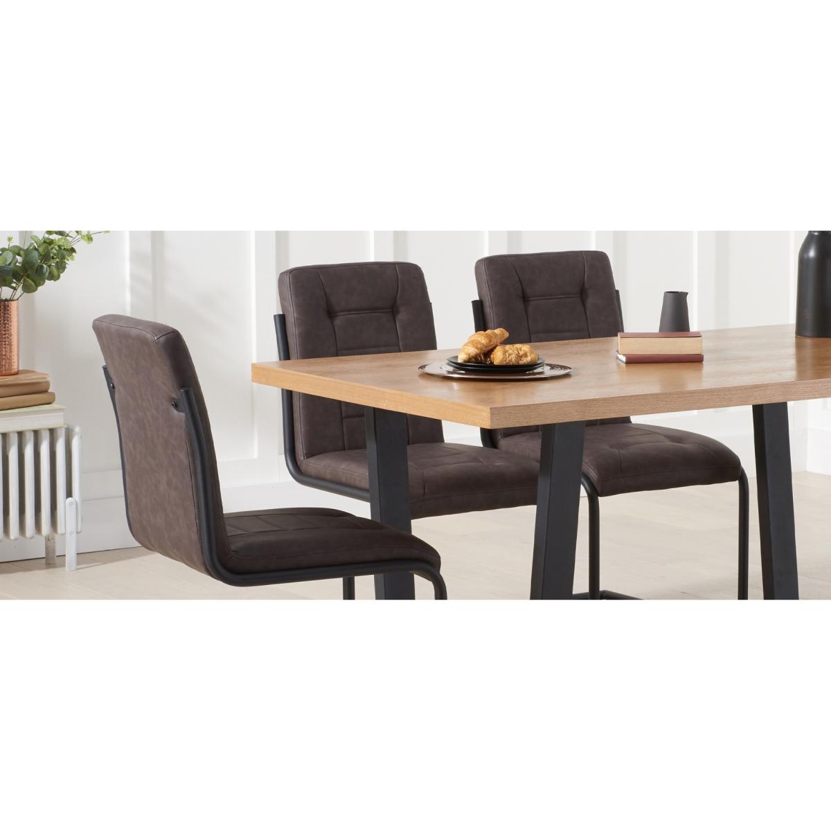 Orangon 160cm Industrial Dining Table with Alexa Dining Chairs - Brown, 4 Chairs – image 7