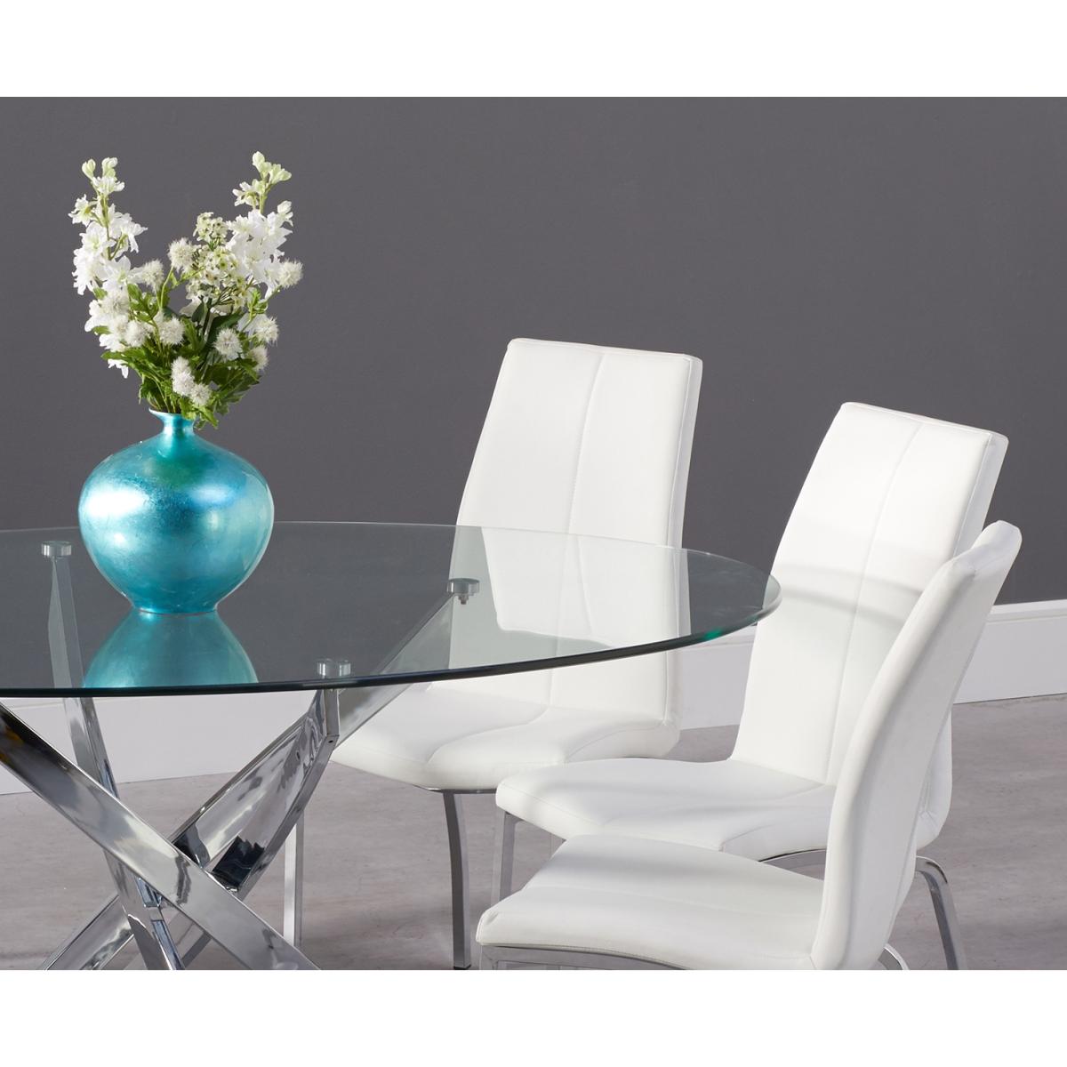 Denver 165cm Oval Glass Dining Table With 6 Grey Cavello Chairs – image 2