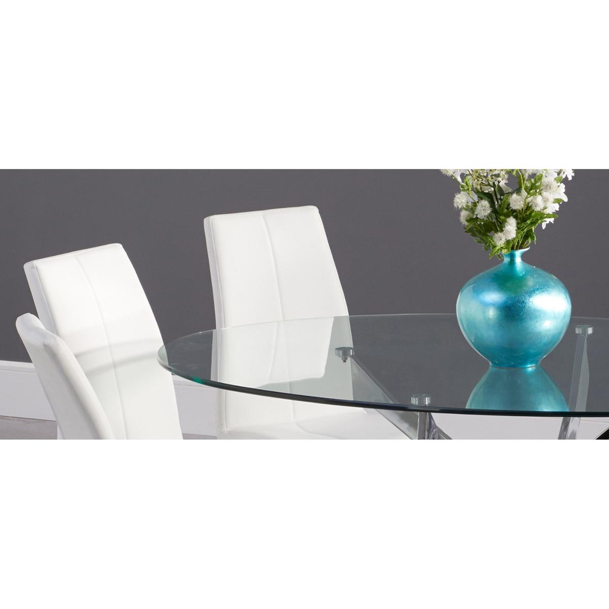 Denver 165cm Oval Glass Dining Table With 6 Grey Cavello Chairs – image 8