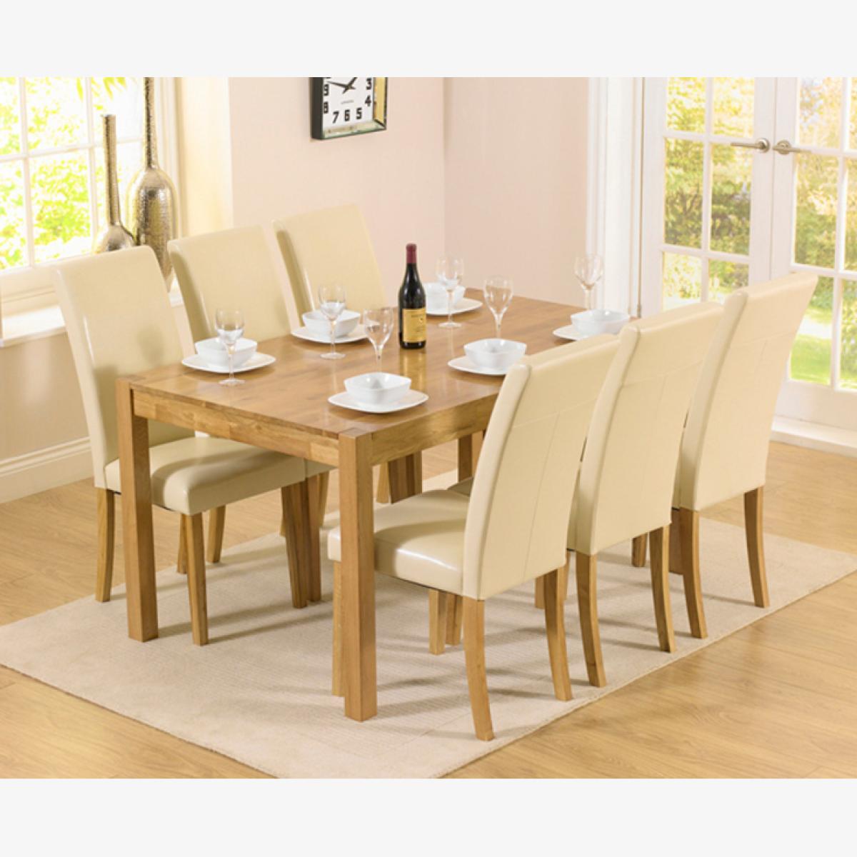 Oxford 150cm Solid Oak Dining Set With 8 Black Albany Chairs