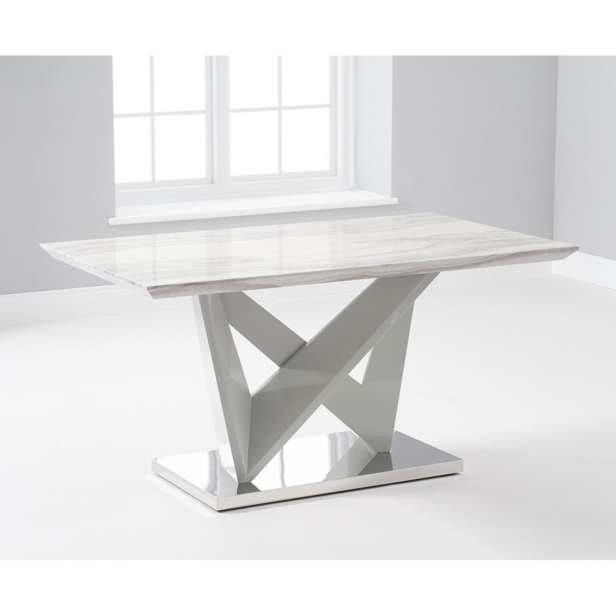 Reims 150cm Marble Effect Carrera Light Grey Dining Table With 4 Grey Hampstead Dining Chairs – image 13