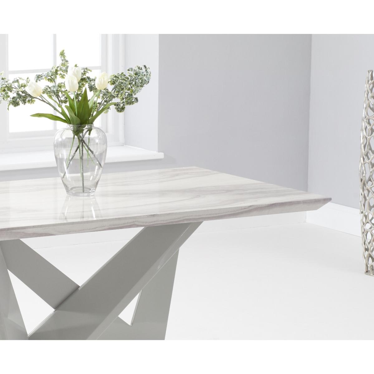 Reims 150cm Marble Effect Carrera Light Grey Dining Table With 4 Grey Hampstead Dining Chairs – image 14
