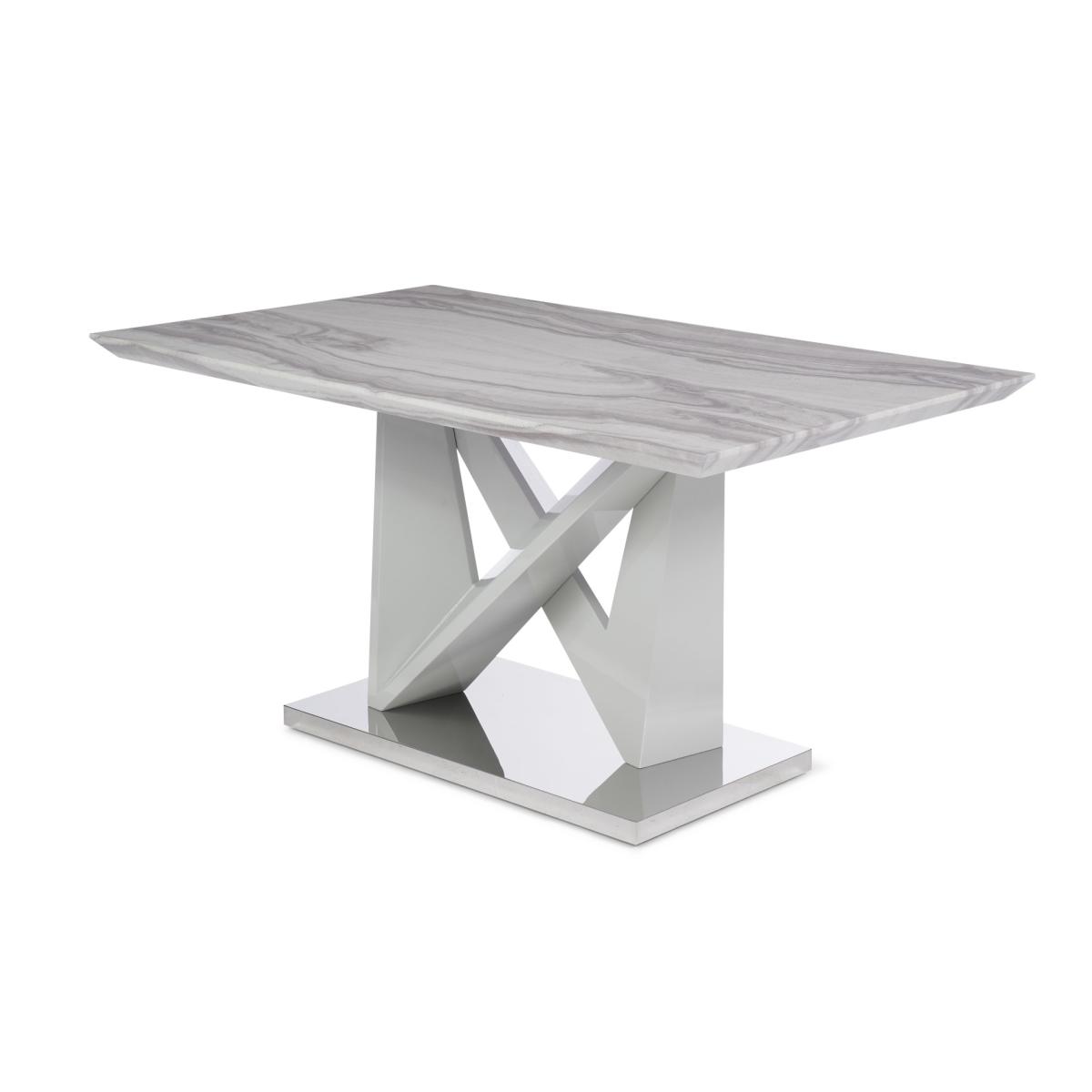 Reims 150cm Marble Effect Carrera Light Grey Dining Table With 4 Grey Hampstead Dining Chairs – image 17
