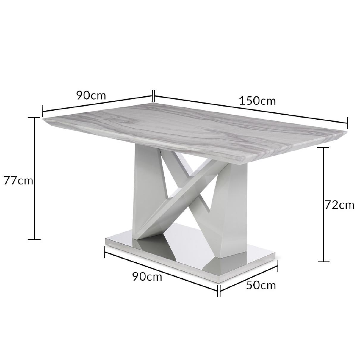 Reims 150cm Marble Effect Carrera Light Grey Dining Table With 4 Grey Hampstead Dining Chairs – image 21